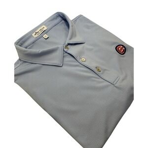 Peter Millar Summer Comfort Men's Polo Shirt Light Blue Striped Chicago Cubs XL
